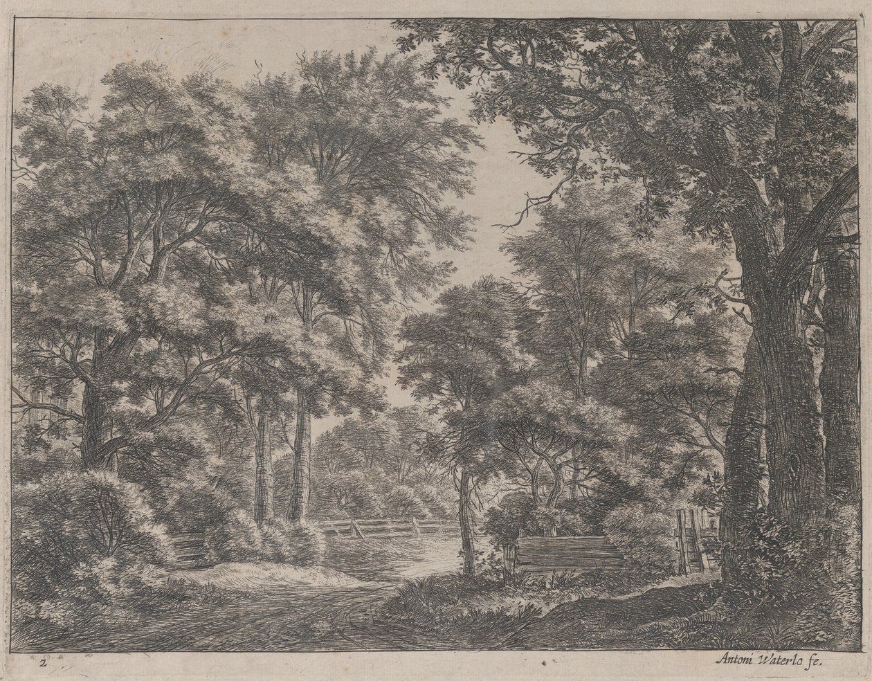 De gesnoeide bossen, 17e eeuw door Anthonie Waterloo