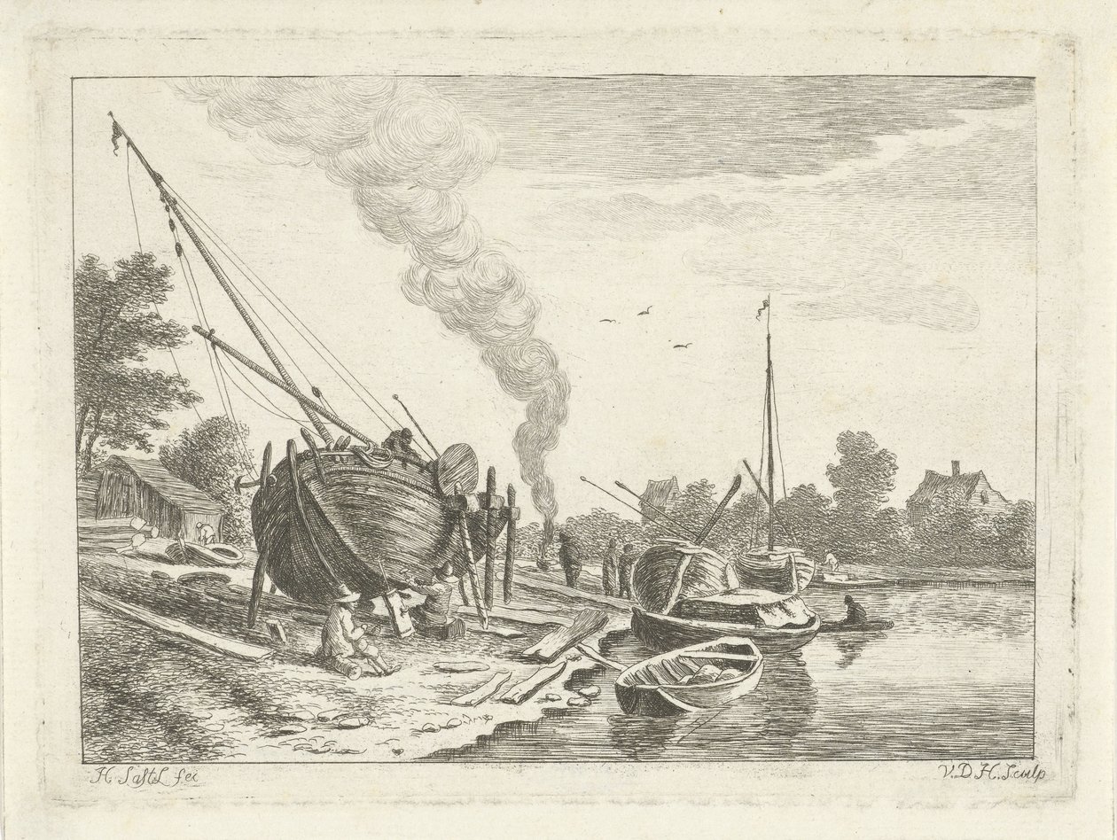Scheepswerf door Anthonij van der Haer