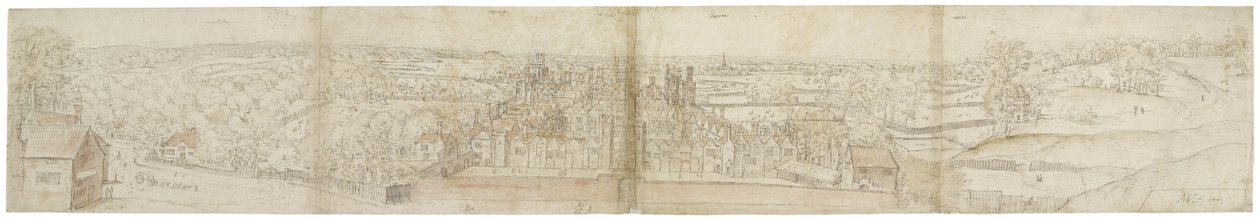 Oatlands Palace vanuit het zuiden, c.1544 door Anthonis van den Wyngaerde