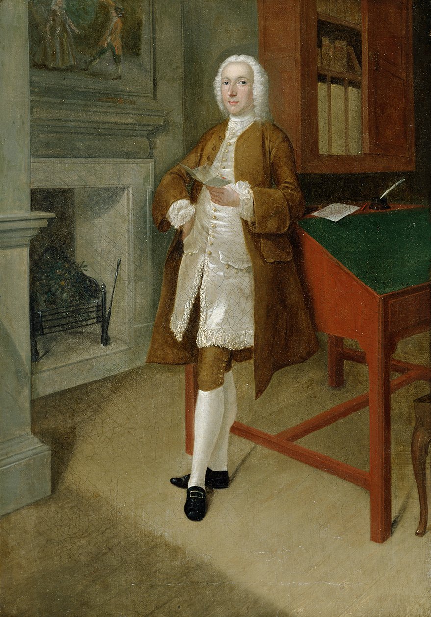 Een onbekende man in een bibliotheek, c.1740-41 door Anthony Devis