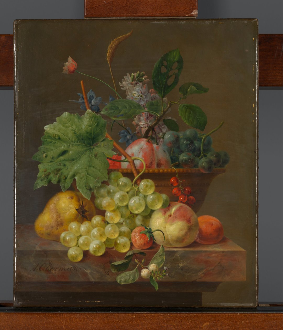 Fruitstilleven in een terracotta schaal door Anthony Oberman