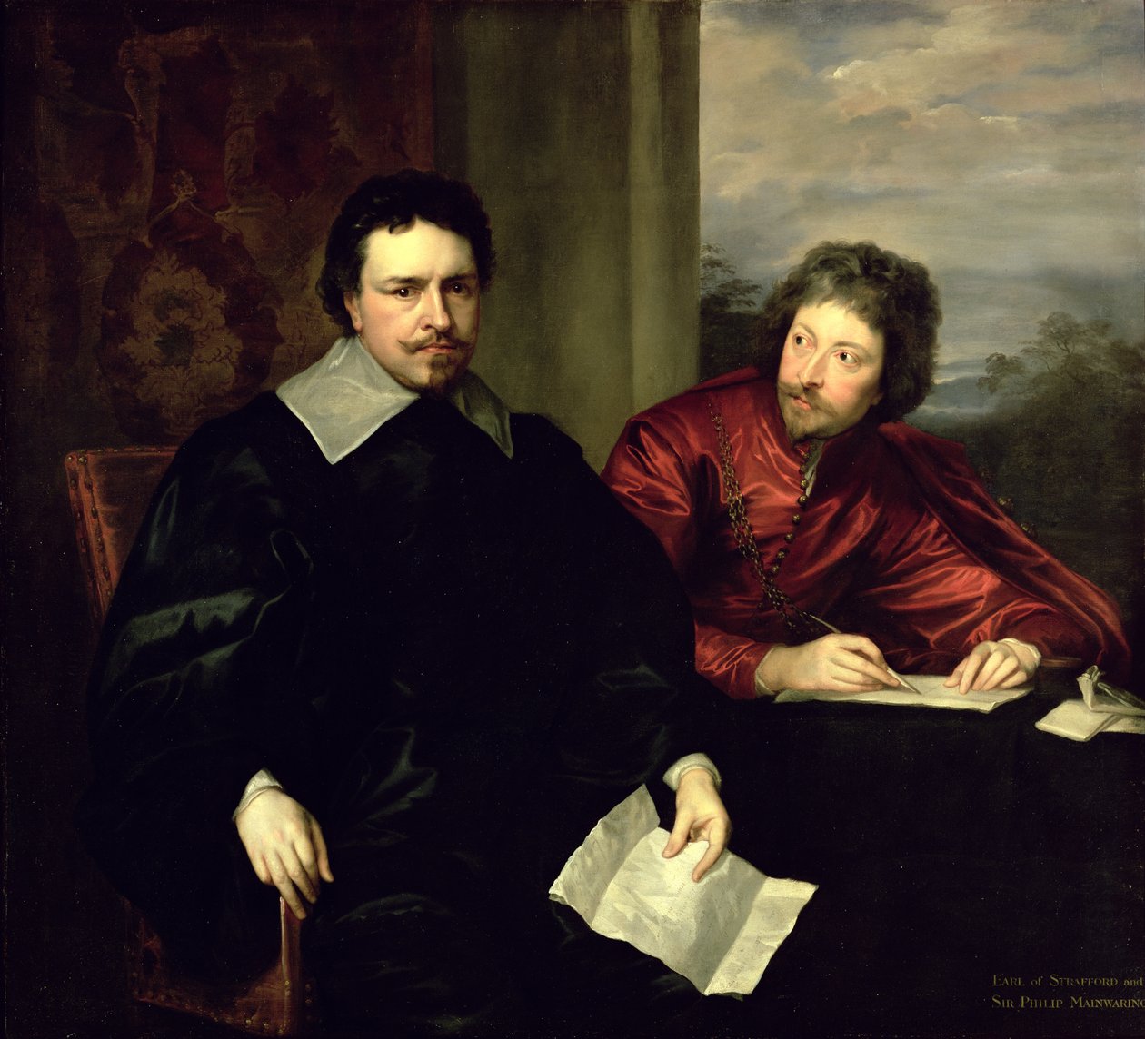 Portret van Thomas Wentworth, Graaf van Strafford (1593-1641) en zijn secretaris, Sir Philip Mainwaring (1589-1661) c.1634 door Anthony van Dyck
