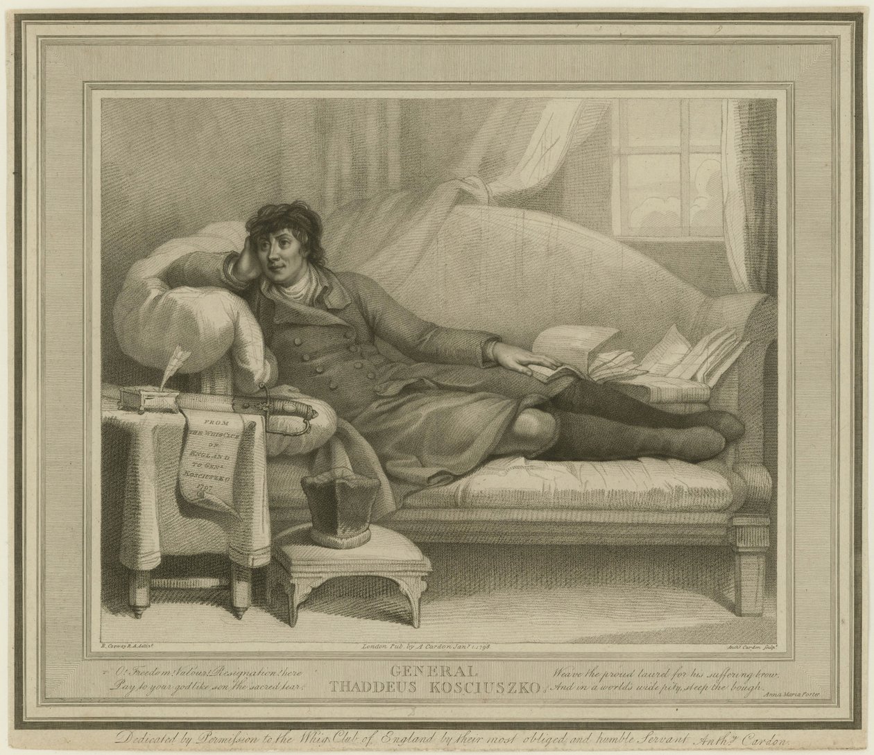 Tadeusz Kosciuszko 1746-1817, 1798 door Anthony Cardon
