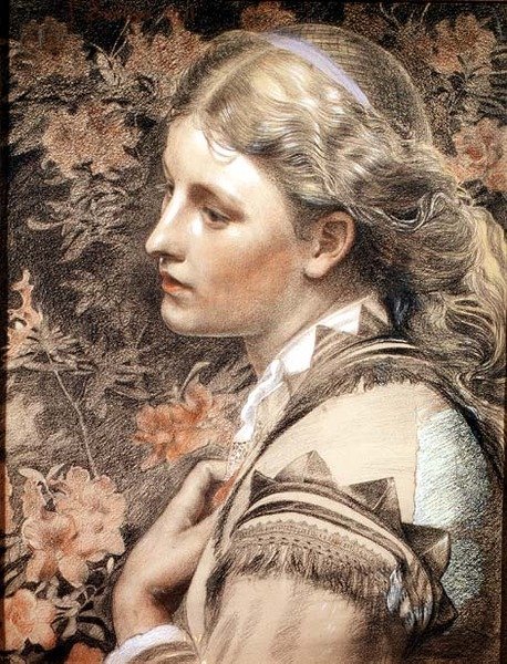 Portret van Mary Sandys door Anthony Frederick Augustus Sandys