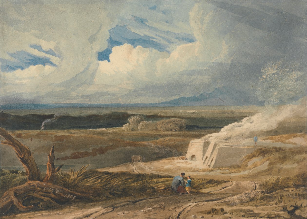 Landschap met kalkoven door Anthony Vandyke Copley Fielding