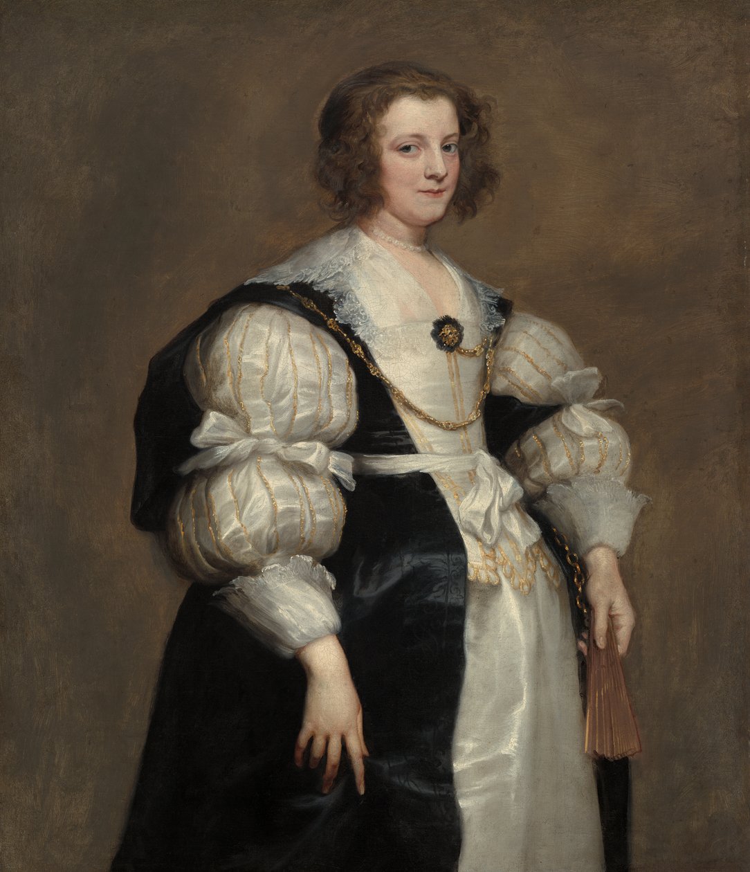 Dame met een Waaier door Anthony van Dyck