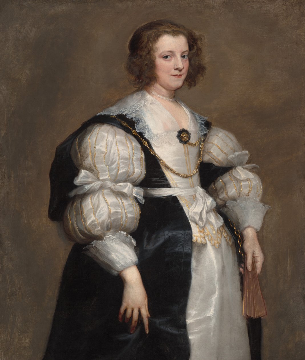 Dame met een waaier door Anthony van Dyck