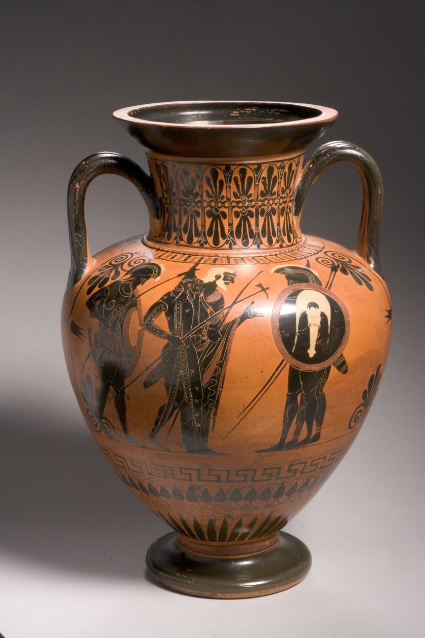 Attische zwartfigurige amphora met scènes uit de Trojaanse Oorlog (keramiek) door Antimenes Painter