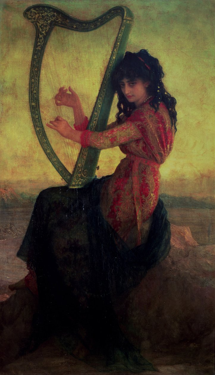 Muse die de harp bespeelt door Antoine Auguste Ernest Herbert or Hebert