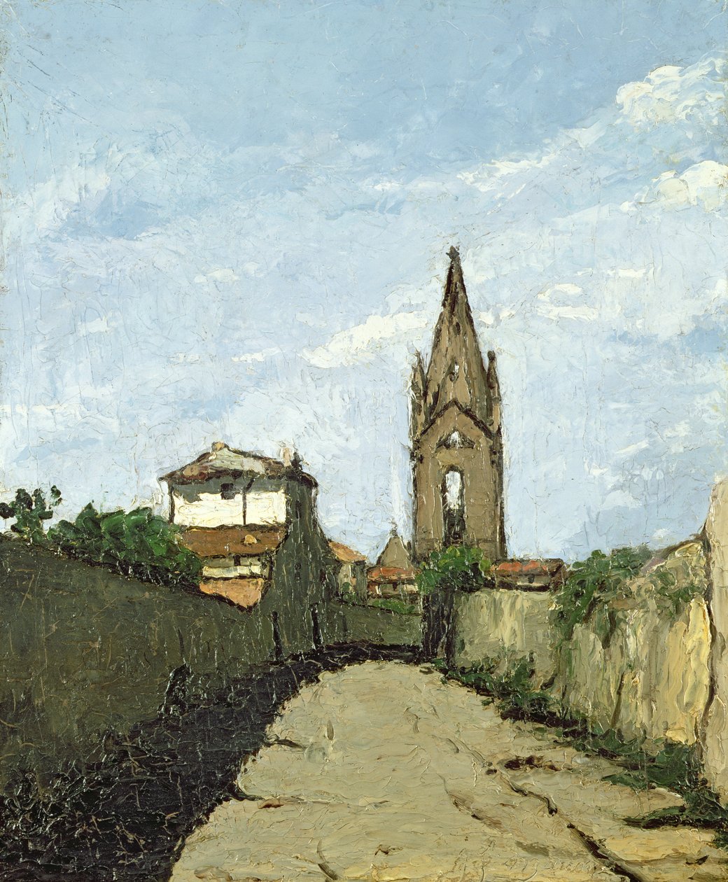 Het dorpskerkje, c.1866-70 door Antoine Fortune Marion