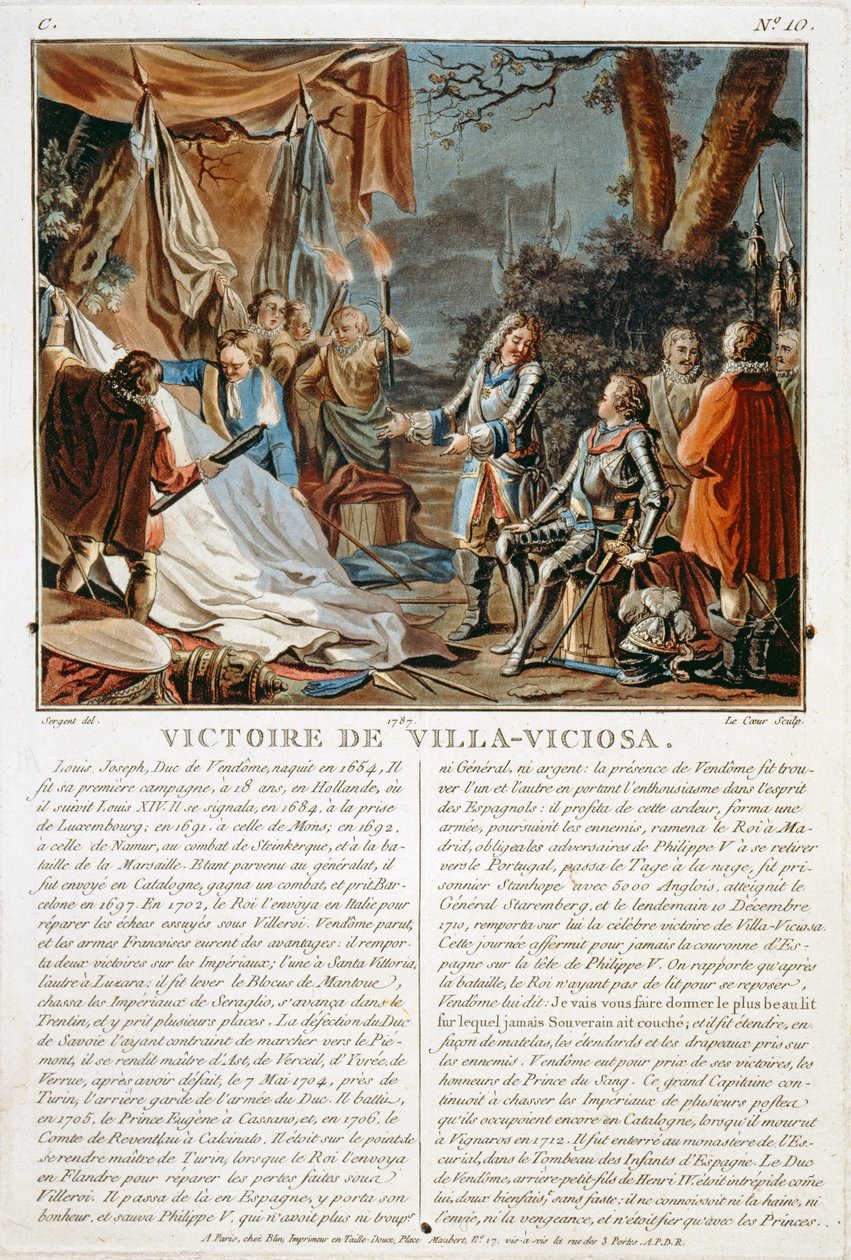 De overwinning van Villa-Viciosa, gegraveerd door Louis Le Coeur door Antoine Louis Francois Sergent Marceau