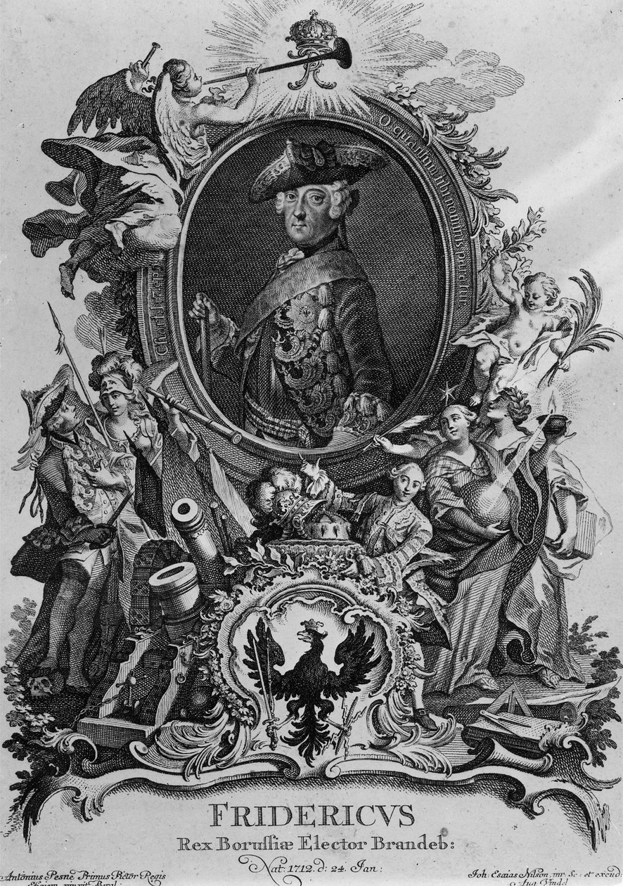Portret van Frederik II (1712-86), gegraveerd door Johann Esaias Nilson (1721-88) door Antoine Pesne