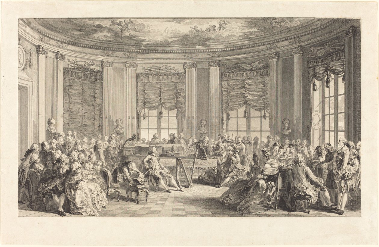 Het Concert door Antoine Jean Duclos after Augustin de Saint Aubin