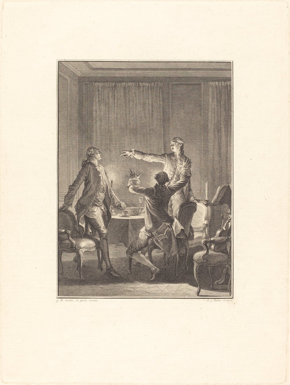 De Uitdaging door Antoine Jean Duclos after Jean Michel Moreau