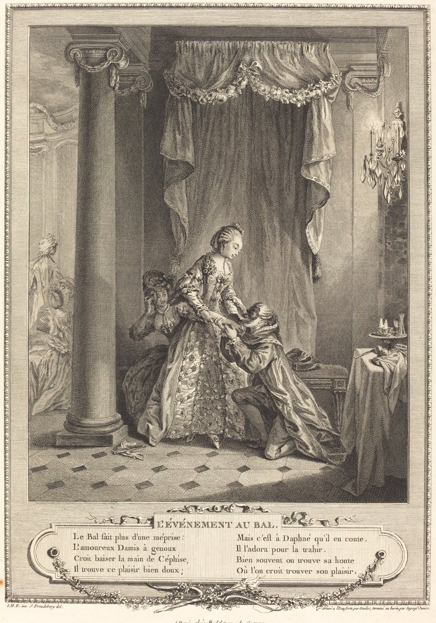 Het Gebeurtenis op het Bal door Antoine Jean Duclos and Francois Robert Ingouf after Sigmund Freudenberger