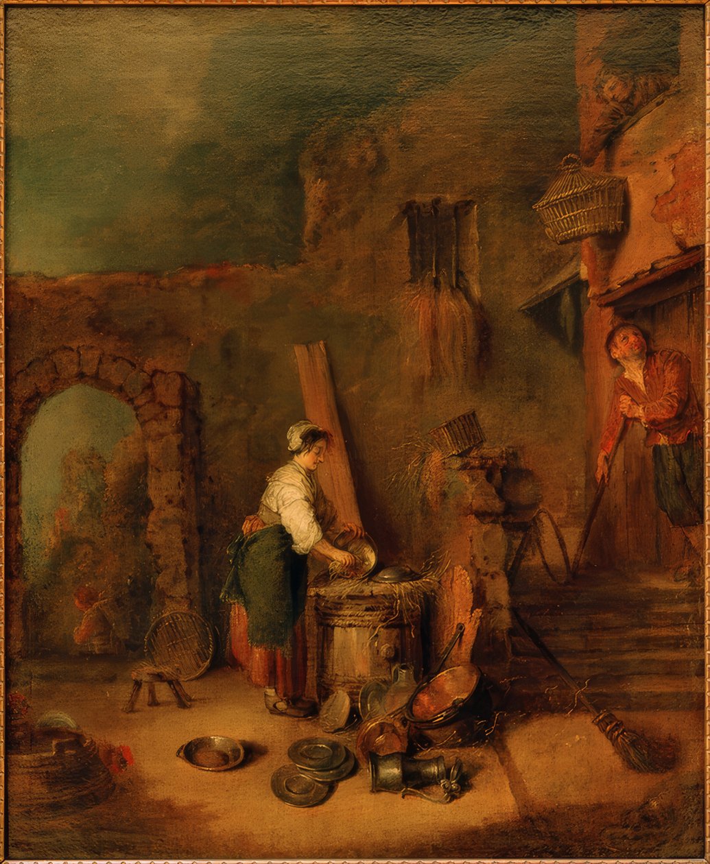 De koperen schrobber (De kok) door Antoine Watteau