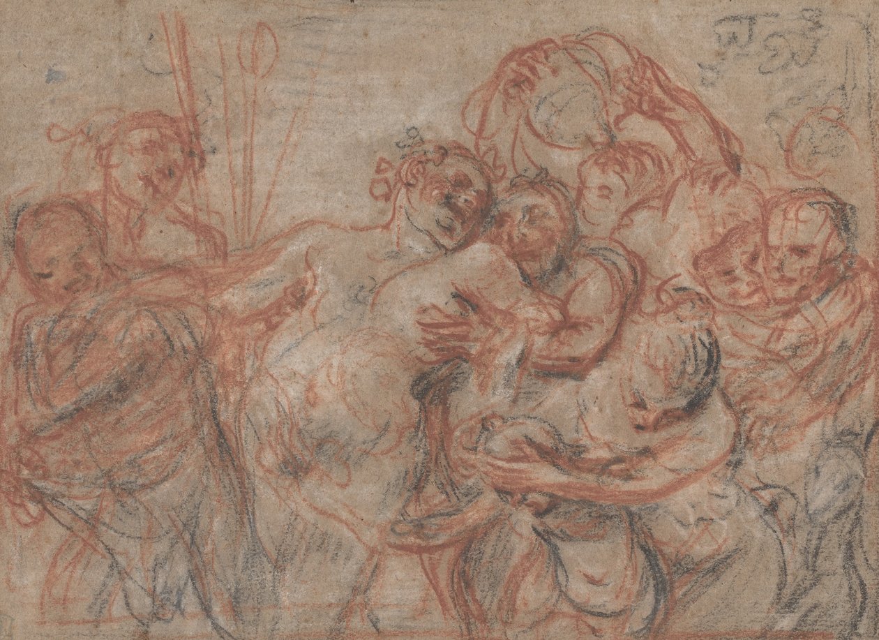 De mars van Silenus (recto) door Antoine Watteau
