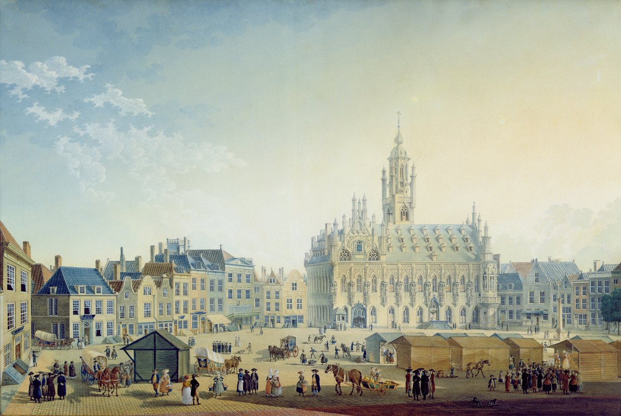 Het hoofdplein, Middelburg, 1812 door Anton Ignaz Melling