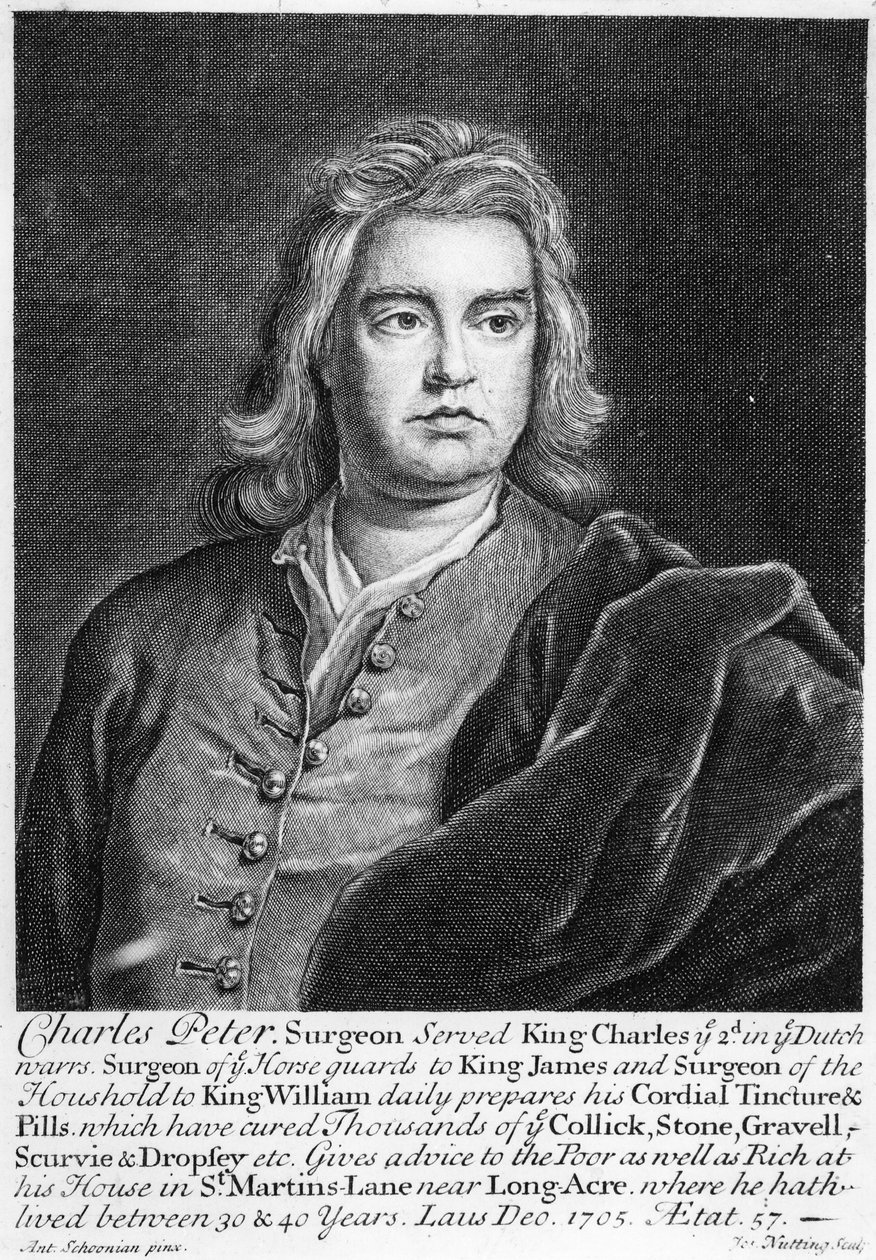 Charles Peter, gegraveerd door Joseph Nutting, 1705 door Anton Schoonjans