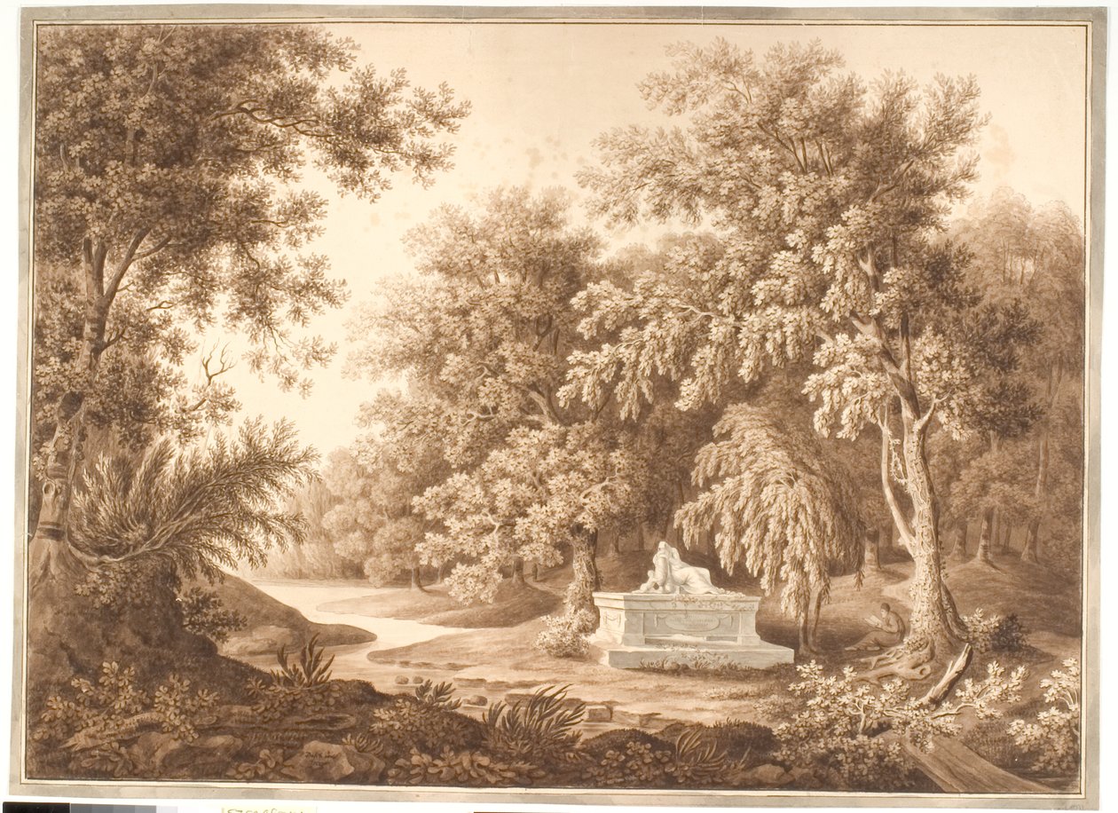Park met een grafmonument door Anton Carl Dusch