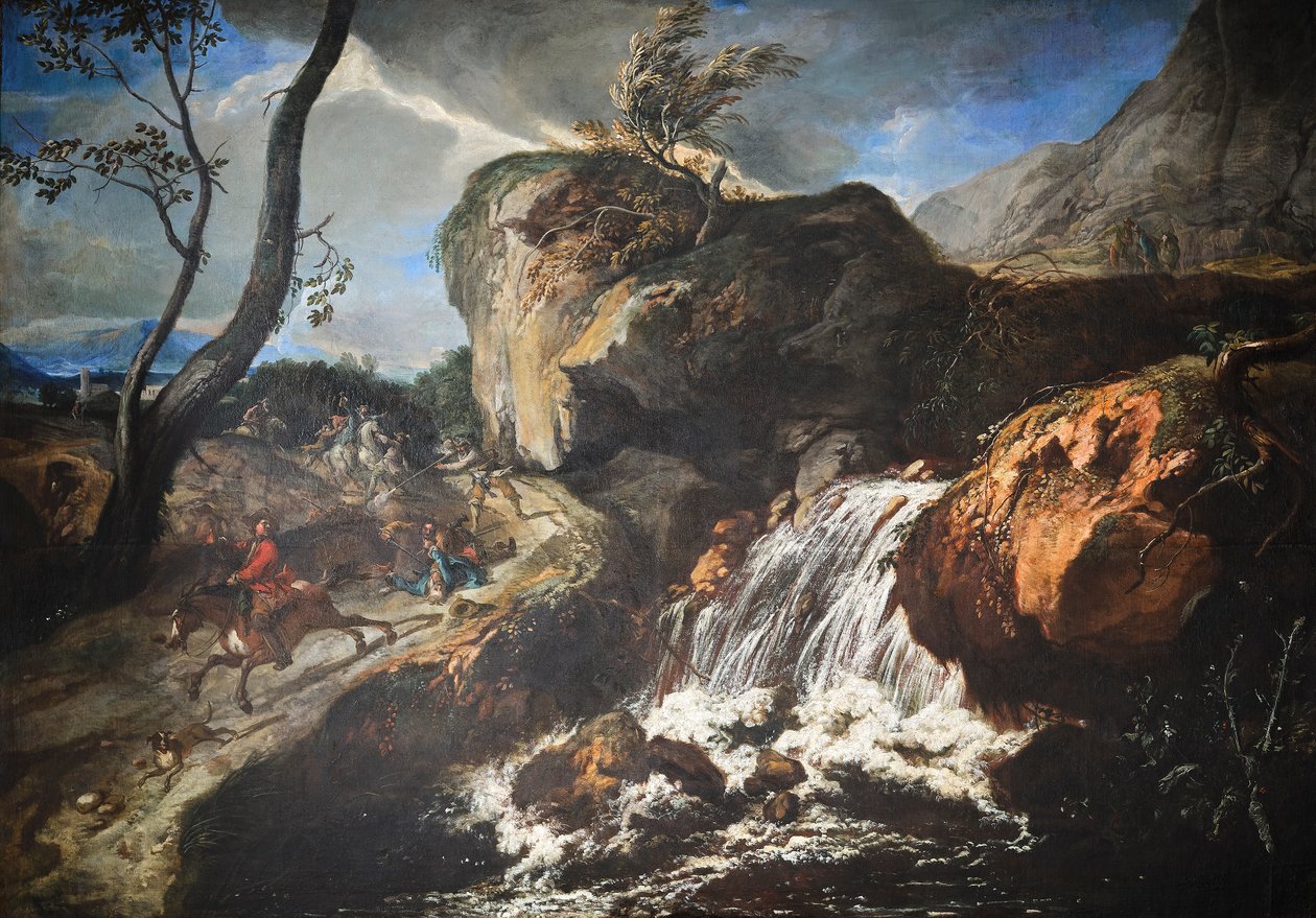 Landschap met overval door Anton Faistenberger