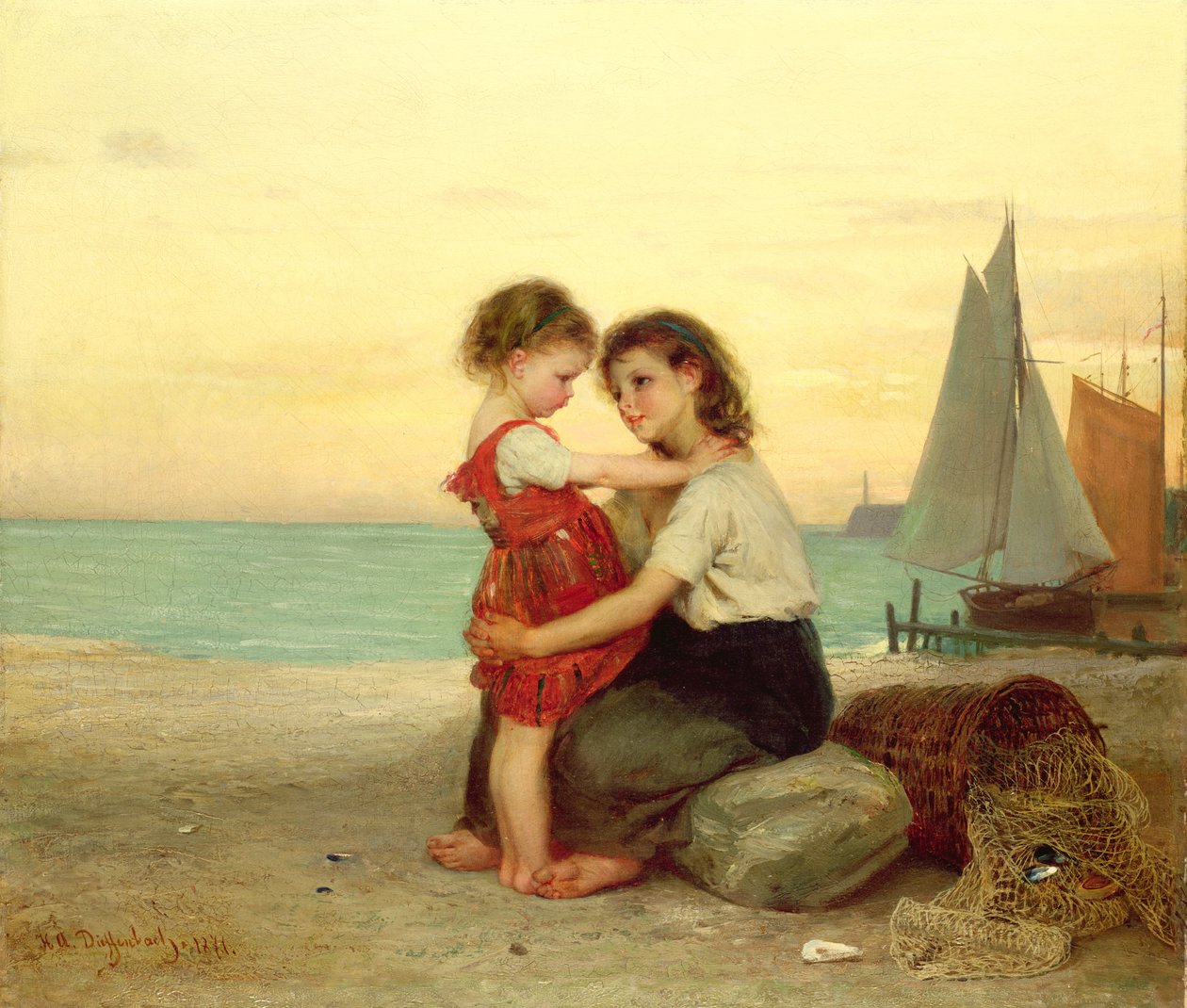Zussen op het Strand door Anton Heinrich Dieffenbach