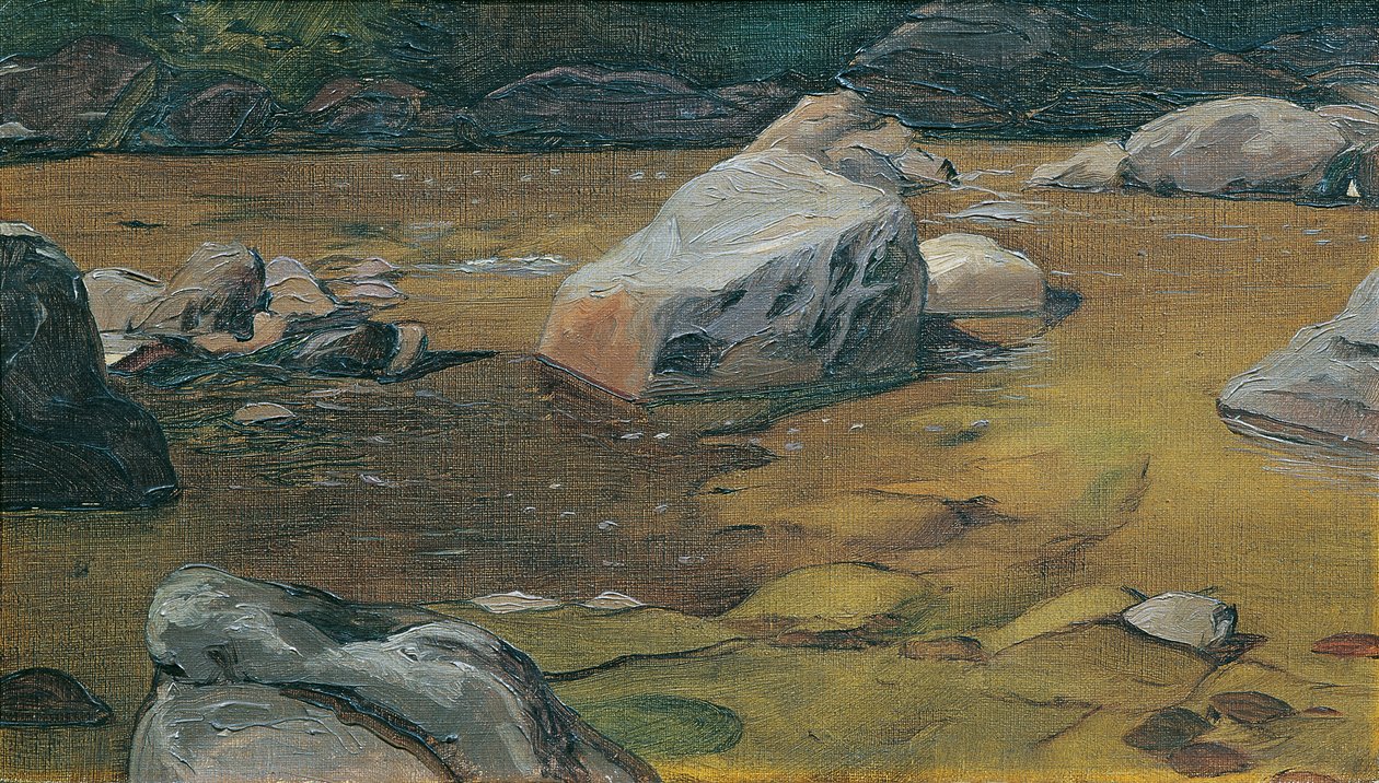 Rotsen in de beek door Anton Josef von Kenner