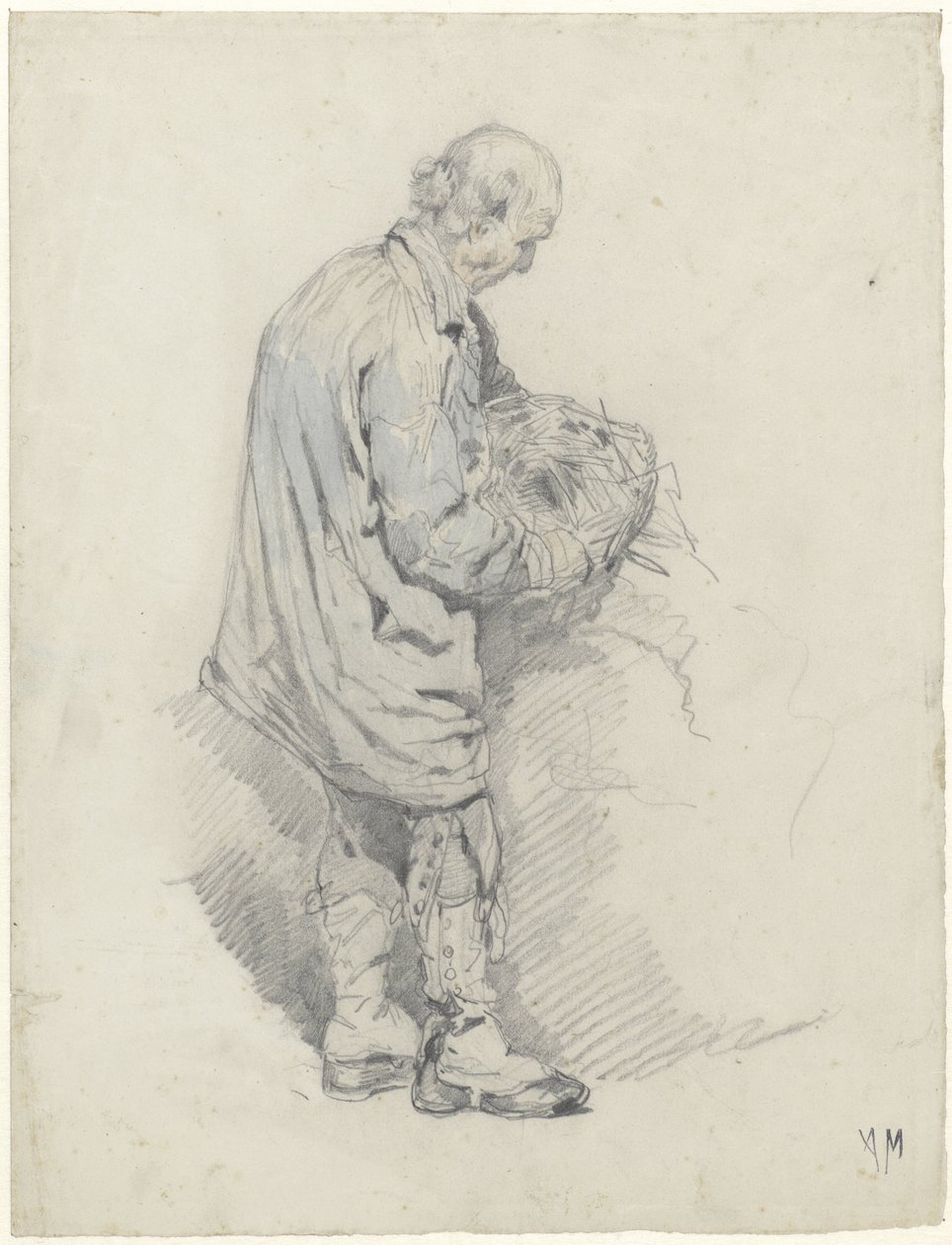 Koetsier met een bos stro door Anton Mauve