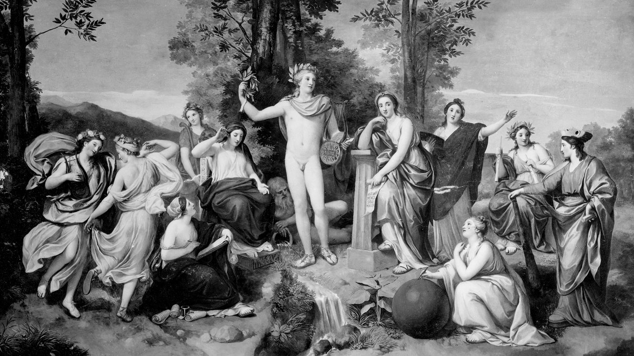 Parnassus door Anton Raphael Mengs