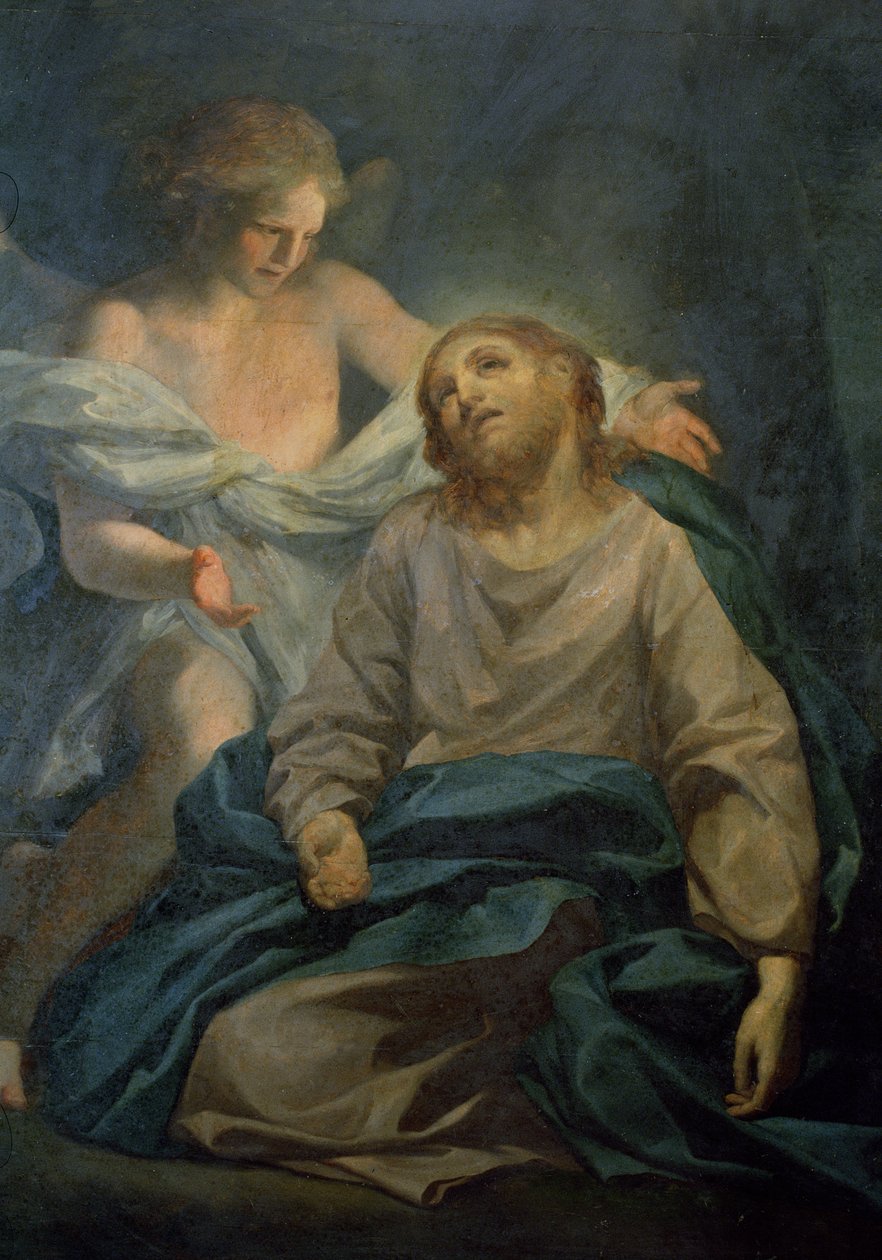 Bidden in de boomgaard door Anton Raphael Mengs