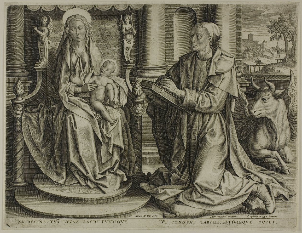 Sint Lucas schildert de maagd door Anton Wierix