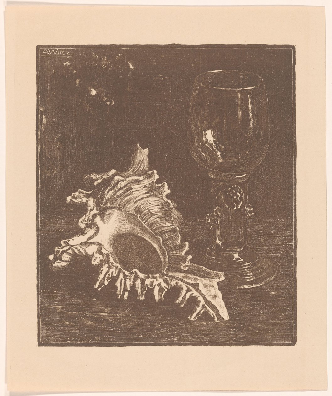 Schelp en roemer door Anton Wirtz
