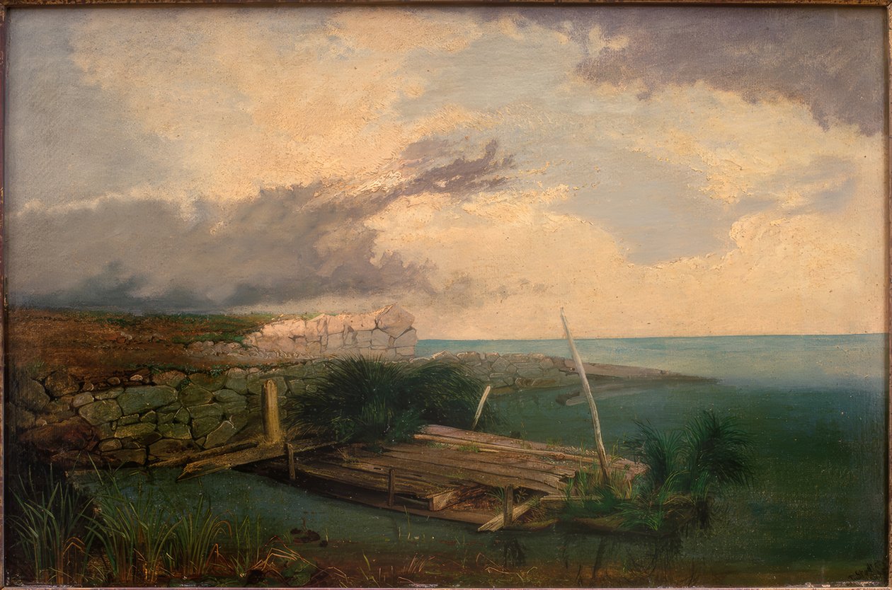 Hout en steenwerk aan de kust door Anton von Stadler