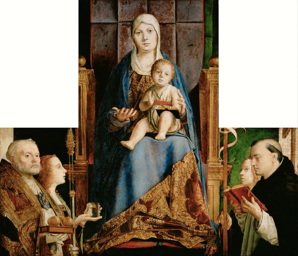 Madonna met de heiligen Nicolaas van Bari, Anastasia, Ursula en Dominicus door Antonello da Messina