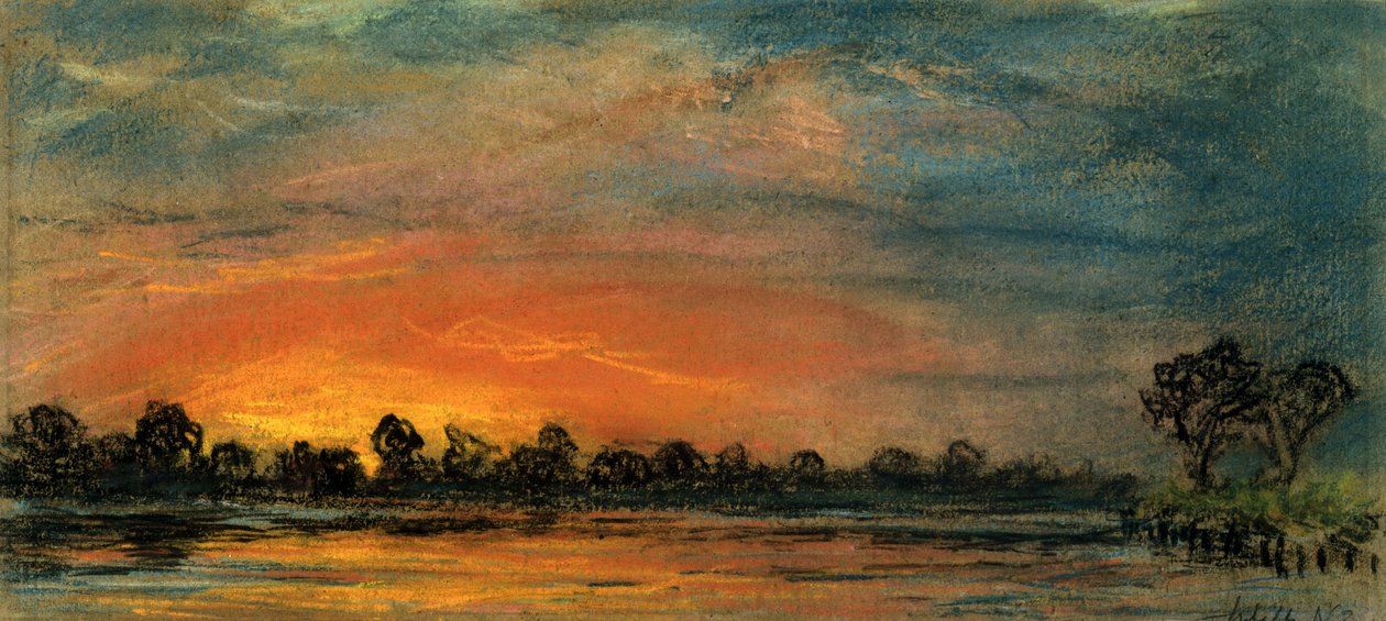 Zonsondergang in Chelsea, Londen door Frederick (attr. to) Barnard