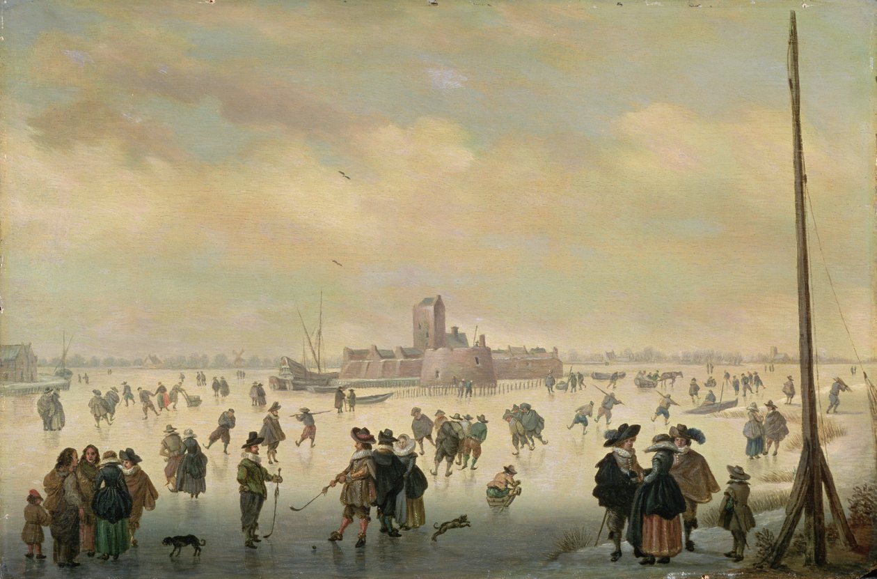 Schaatsscène door Antoni (1594 1641) Verstralen