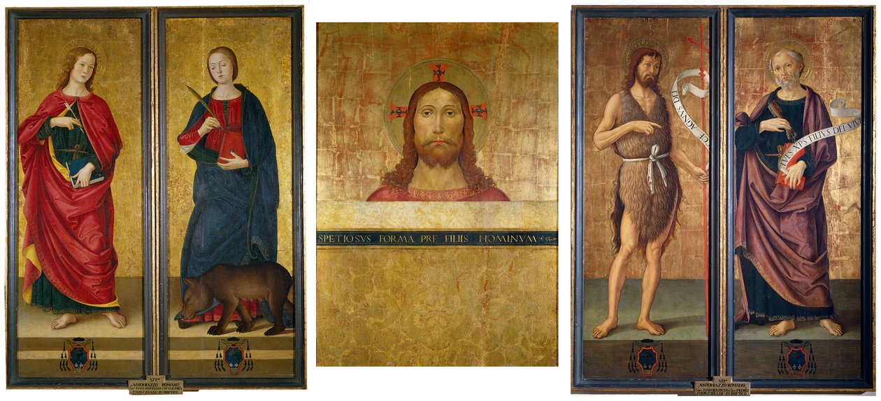 Buste van Christus, Johannes de Doper en Sint Pieter. Gesloten door Antoniazzo Romano