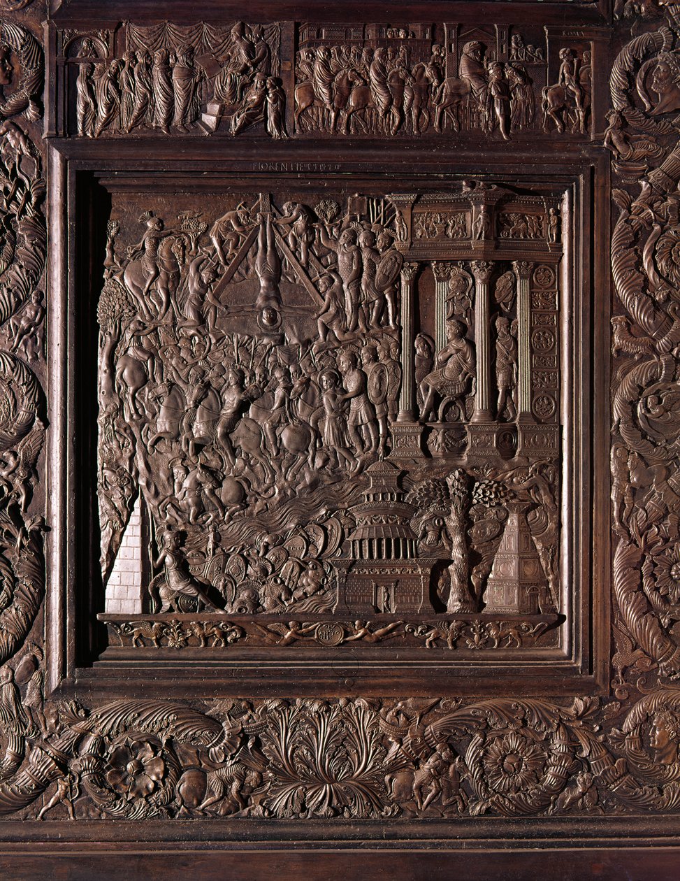 Martelaarschap van St. Peter, detail van de centrale deur van de basiliek, versierd 1439-45 (detail) door Antonio Filarete