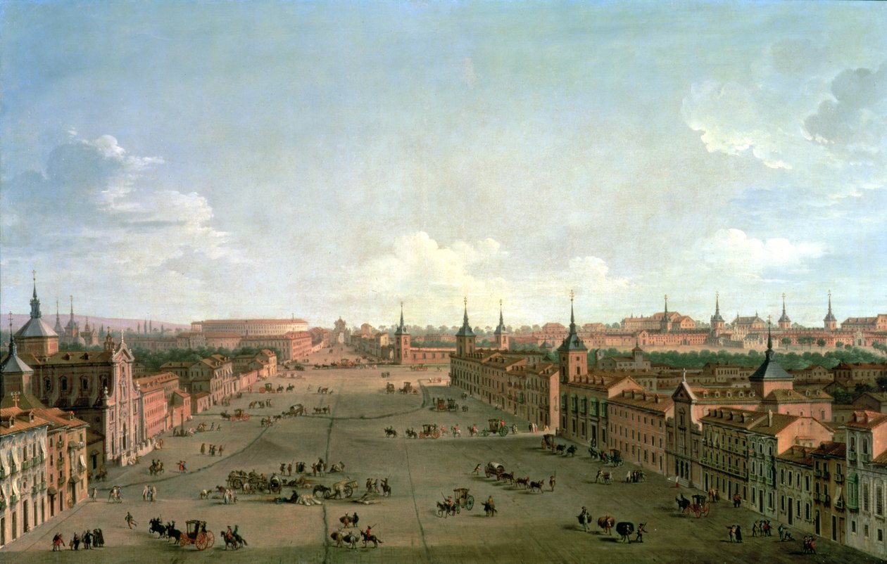 Een uitzicht op de Calle de Alcala, Madrid, c.1750 door Antonio Joli