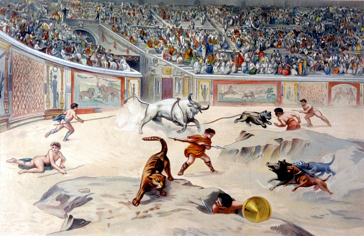 Circusspelen in Pompeii door Antonio (after) Niccolini
