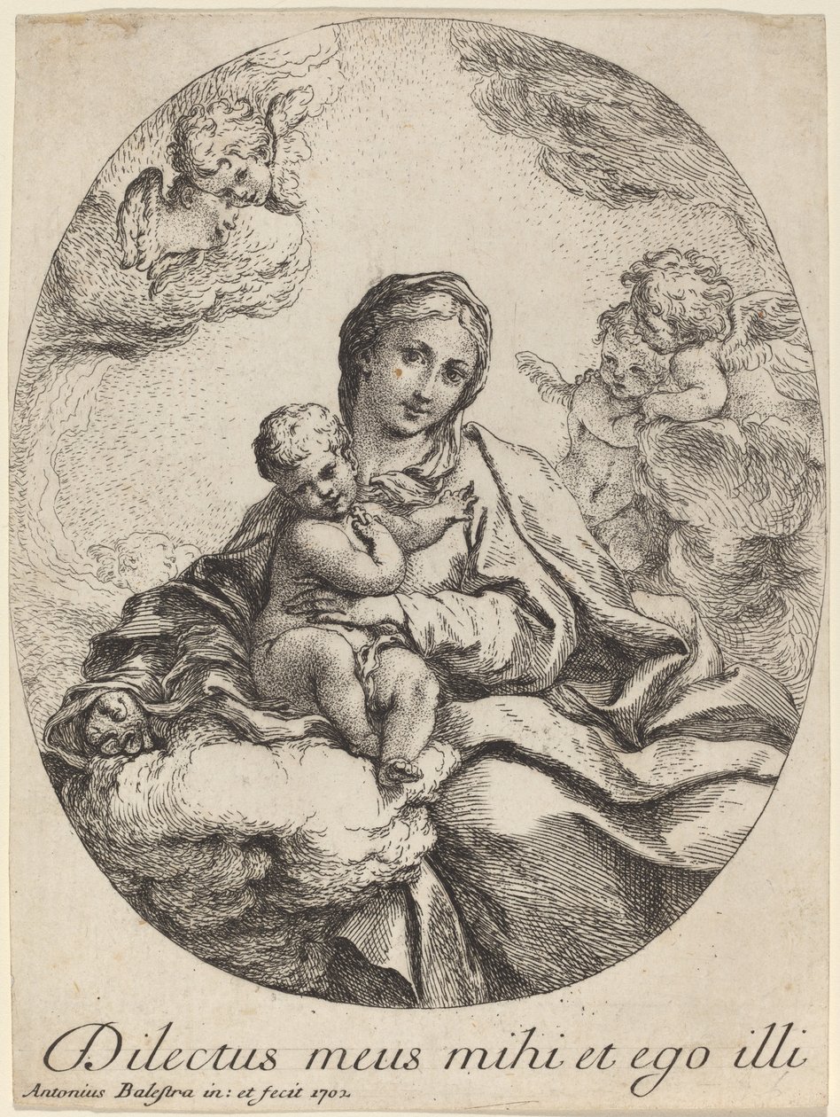 Maagd en Kind op een Wolk door Antonio Balestra