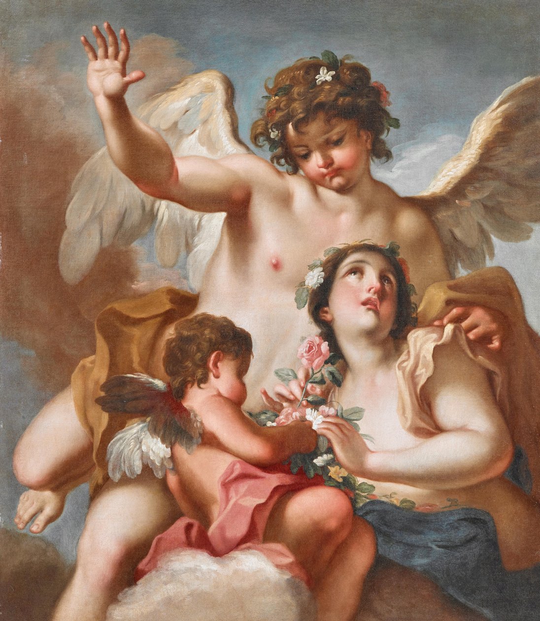 Zephyrus, Flora en Cupido door Antonio Balestra