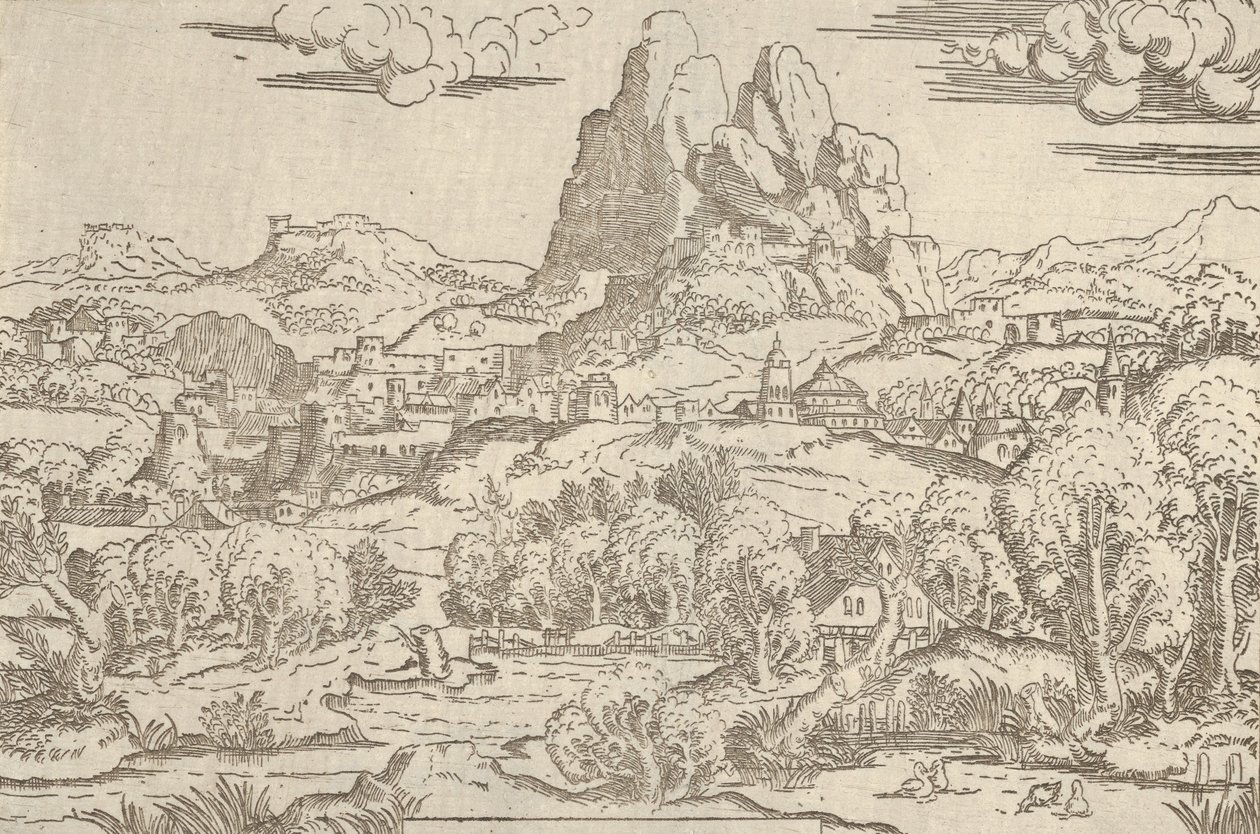 Landschap van Venus die Cupido duwt, 1540-45 door Antonio Fantuzzi