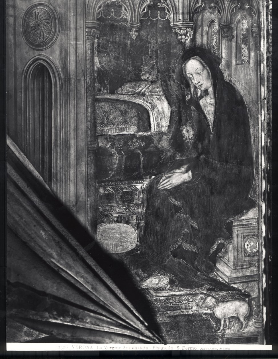 Maagd Maria (detail) door Antonio Pisanello