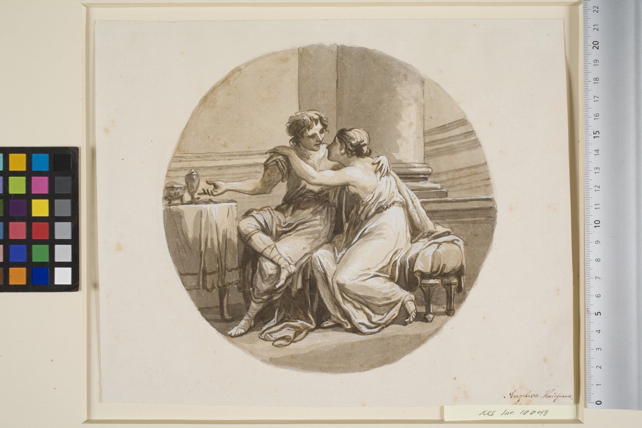 Twee geliefden in een interieur door Antonio Zucchi