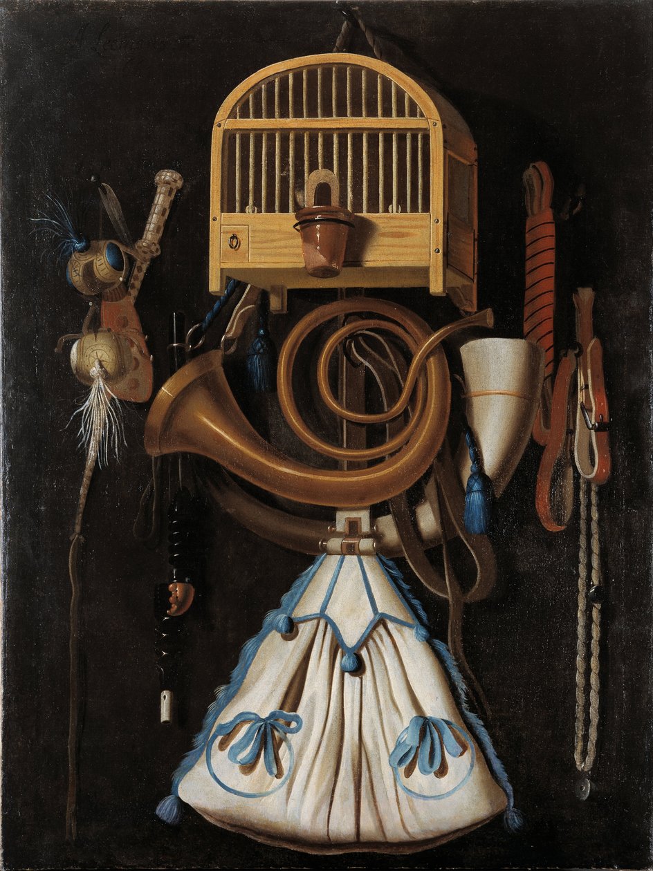 Jachtuitrusting, Stilleven, 1661 door Antonius Leemans