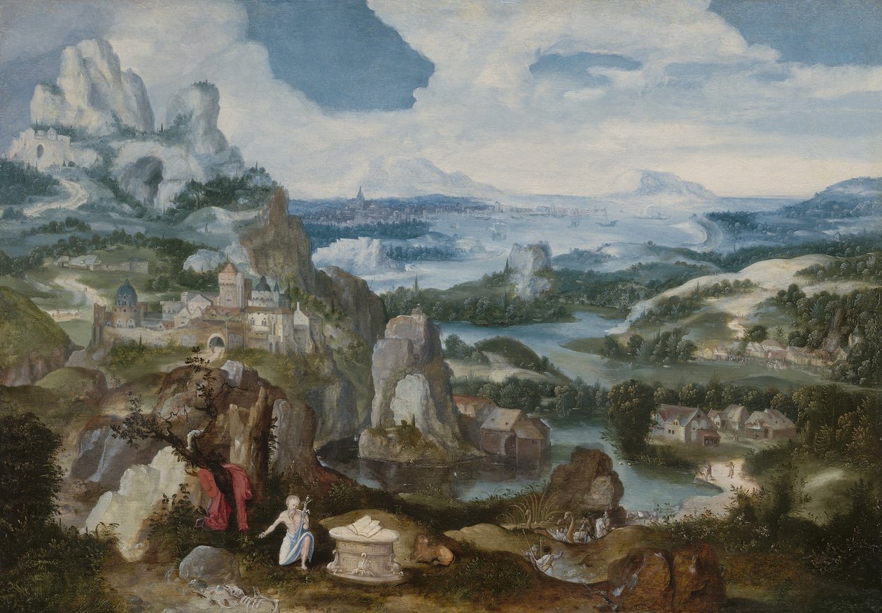 Landschap met de boetvaardige Sint Hiëronymus, 1530-40 door Antwerp School