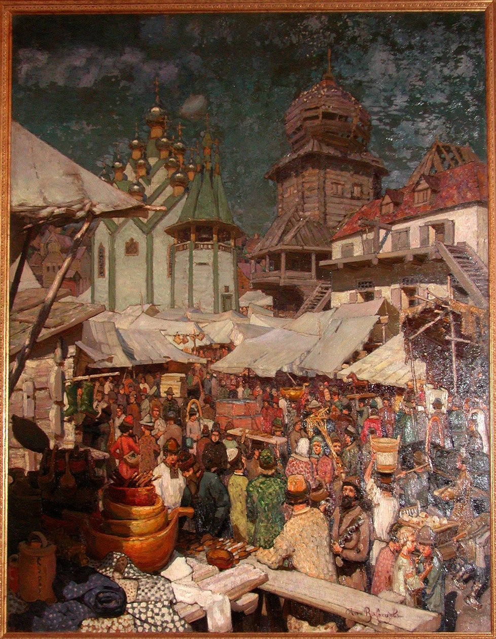 Markt. 17e eeuw, 1903 door Apollinari Mikhailovich Vasnetsov