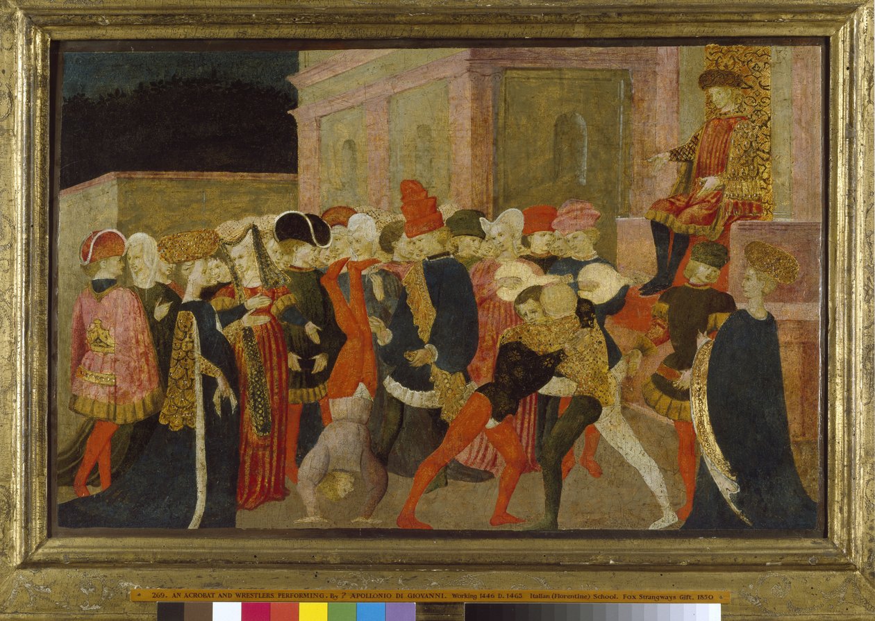 Een Acrobat en Worstelaars Optreden, 15e eeuw door Apollonio di Giovanni di Tommaso
