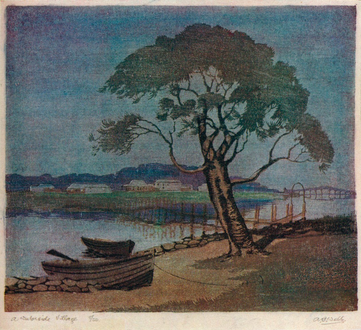 Een Dorp aan het Water, ca. 1921 door Archibald Bertram Webb